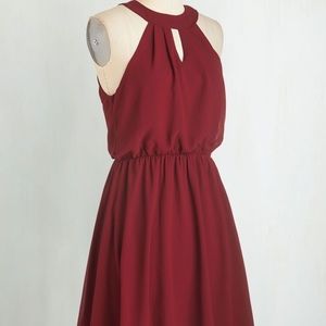 City Sway A-Line Dress in Wine